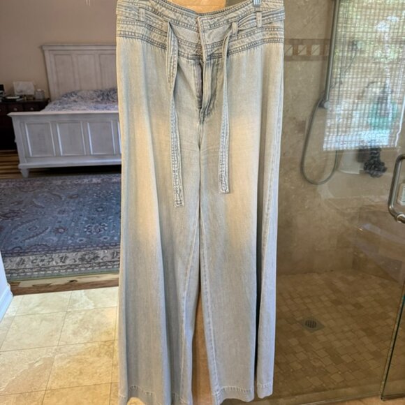 Free People Wide Leg Jeans with Tie Waist - Picture 4 of 7